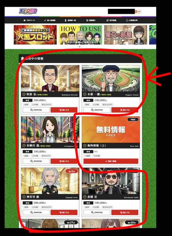 天才!穴馬党という競馬予想サイトが提供する競馬予想